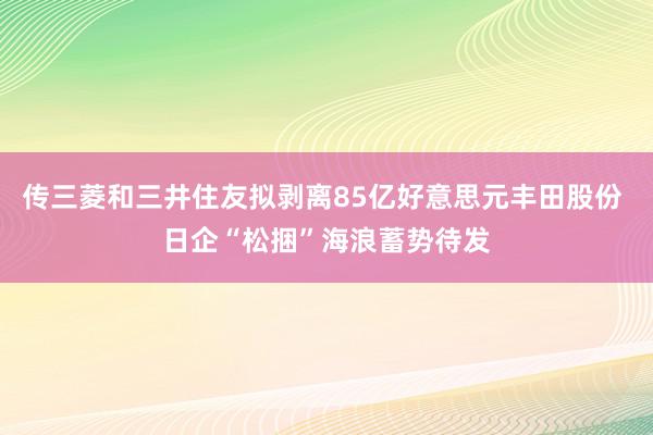 传三菱和三井住友拟剥离85亿好意思元丰田股份 日企“松捆”海浪蓄势待发