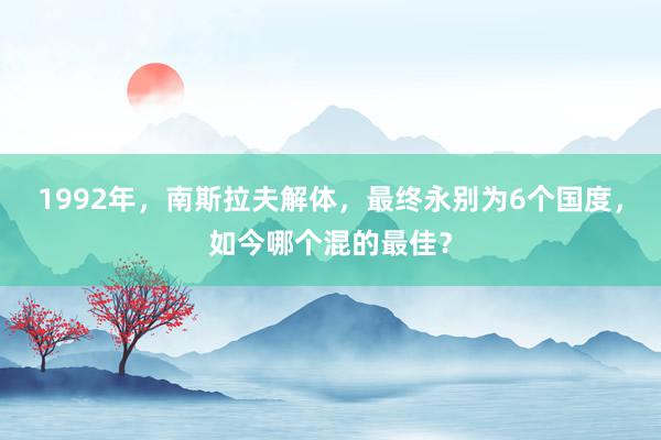 1992年，南斯拉夫解体，最终永别为6个国度，如今哪个混的最佳？