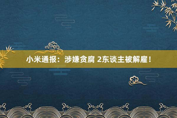 小米通报：涉嫌贪腐 2东谈主被解雇！