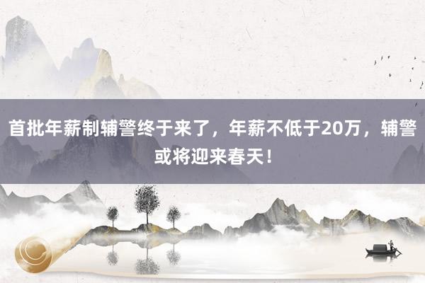 首批年薪制辅警终于来了，年薪不低于20万，辅警或将迎来春天！