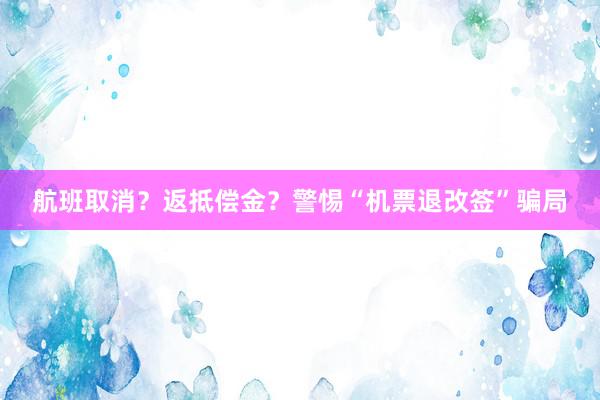 航班取消？返抵偿金？警惕“机票退改签”骗局