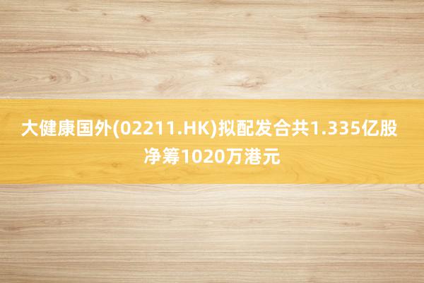 大健康国外(02211.HK)拟配发合共1.335亿股 净筹1020万港元