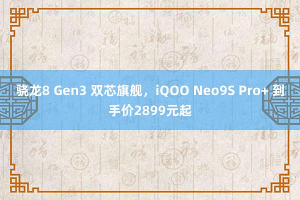 骁龙8 Gen3 双芯旗舰，iQOO Neo9S Pro+ 到手价2899元起