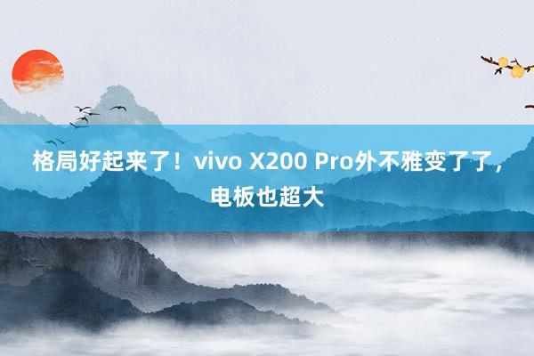 格局好起来了！vivo X200 Pro外不雅变了了，电板也超大