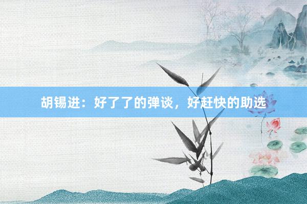 胡锡进：好了了的弹谈，好赶快的助选