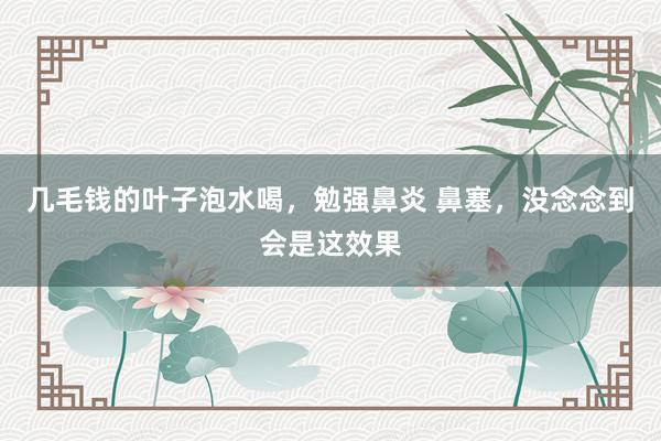 几毛钱的叶子泡水喝，勉强鼻炎 鼻塞，没念念到会是这效果