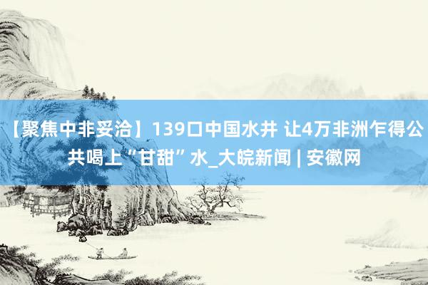 【聚焦中非妥洽】139口中国水井 让4万非洲乍得公共喝上“甘甜”水_大皖新闻 | 安徽网