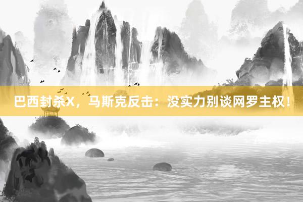 巴西封杀X，马斯克反击：没实力别谈网罗主权！