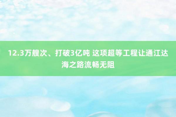 12.3万艘次、打破3亿吨 这项超等工程让通江达海之路流畅无阻