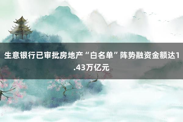 生意银行已审批房地产“白名单”阵势融资金额达1.43万亿元