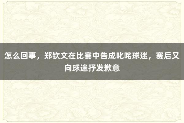 怎么回事，郑钦文在比赛中告成叱咤球迷，赛后又向球迷抒发歉意