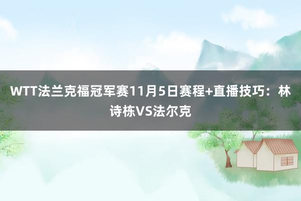 WTT法兰克福冠军赛11月5日赛程+直播技巧：林诗栋VS法尔克